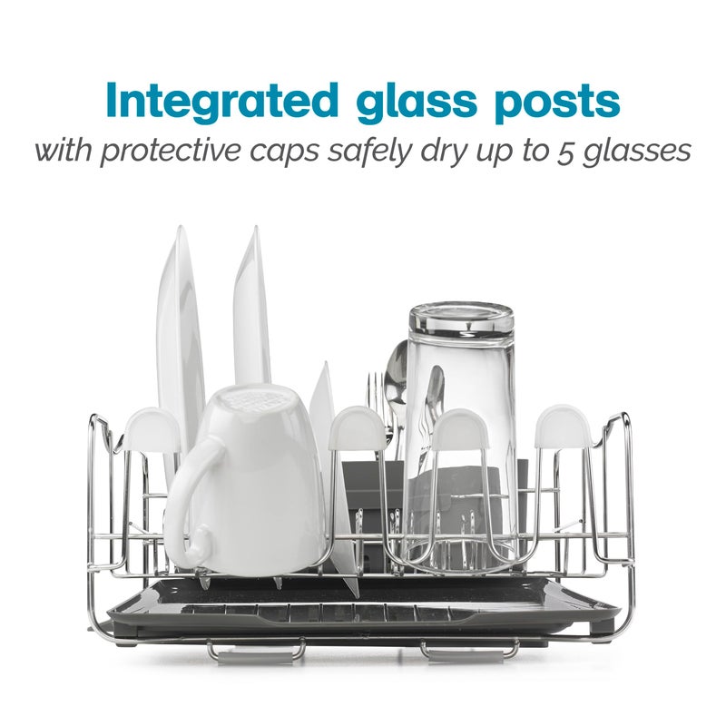 Polder KTH-615 Dish Rack, 4 PC Comboâ€“ Advantage System Includes Rack, Drain Tray, Removable Drying Tray & Cutlery Holder â€“ Stainless Steel & Plastic - Image 3